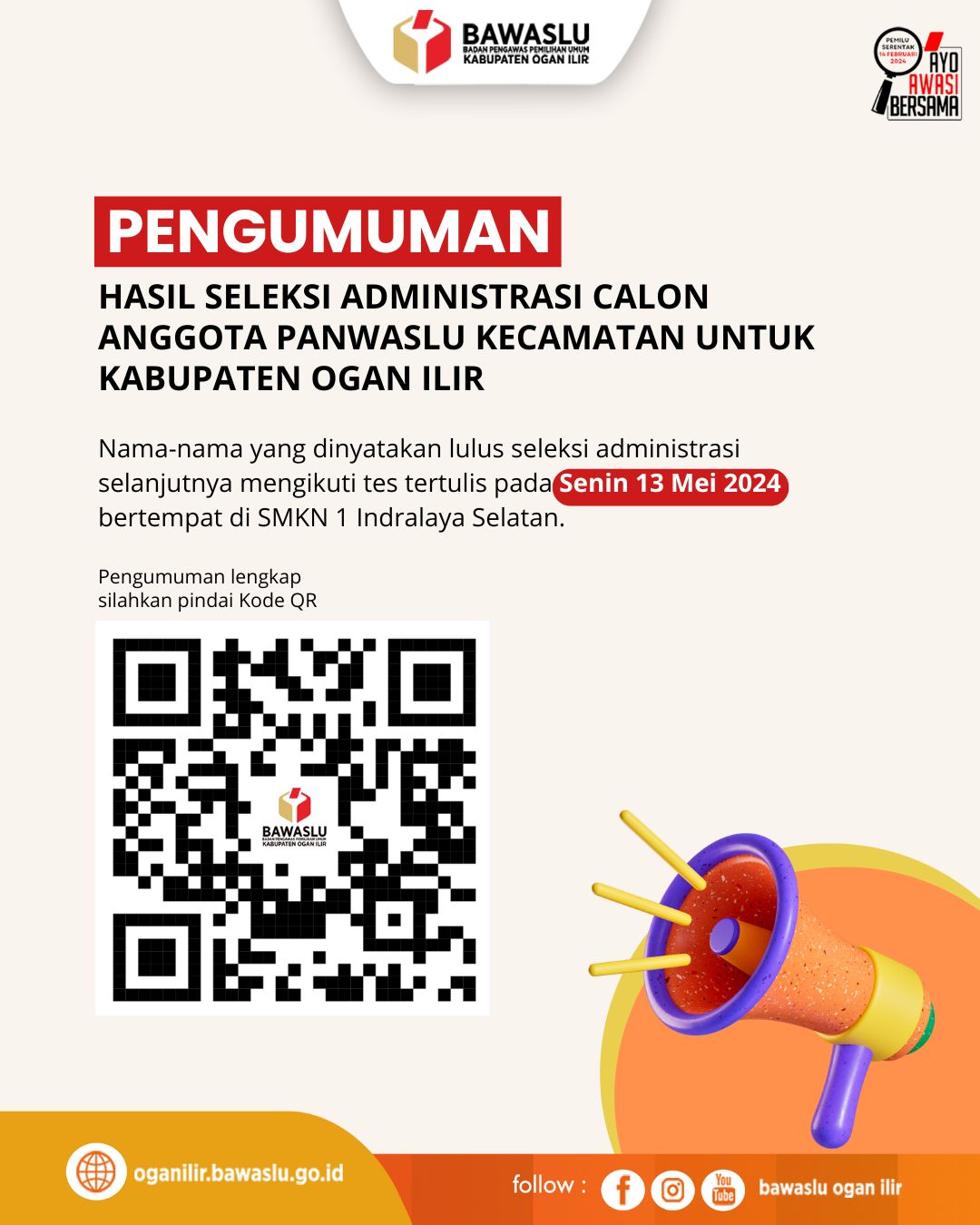 pengumuman hasil seleksi administrasi 